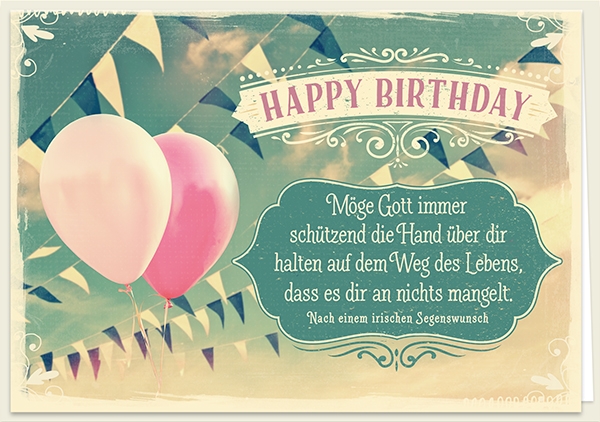 Faltkarte - Happy Birthday - Möge Gott Faltkarte - Happy Birthday - Möge Gott
