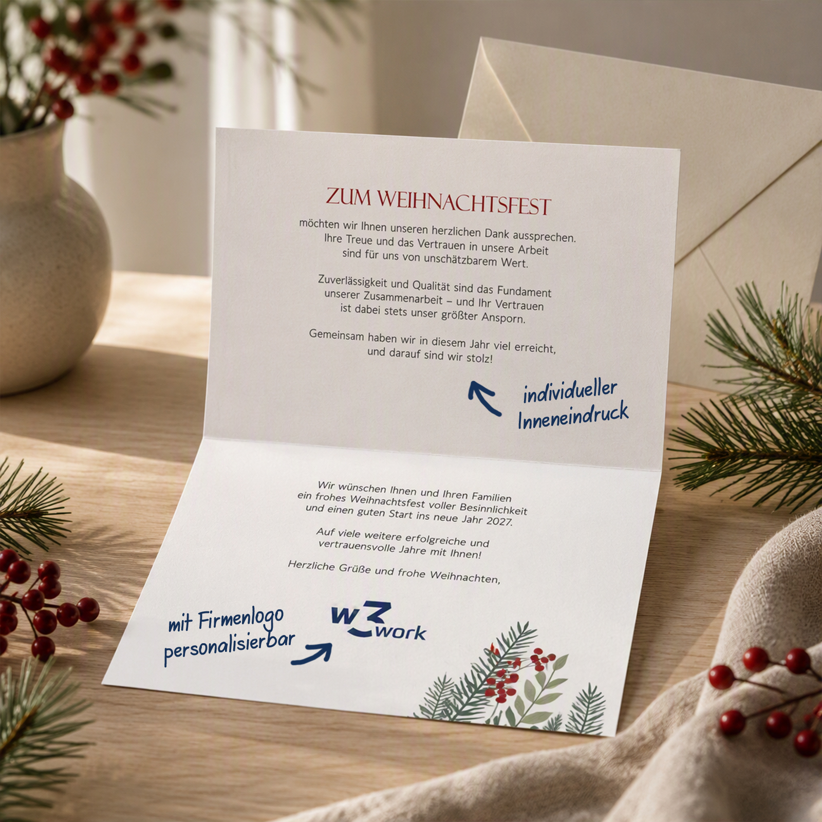 Moderne Firmen-Weihnachtskarte „Weihnachten“ | Lettering
