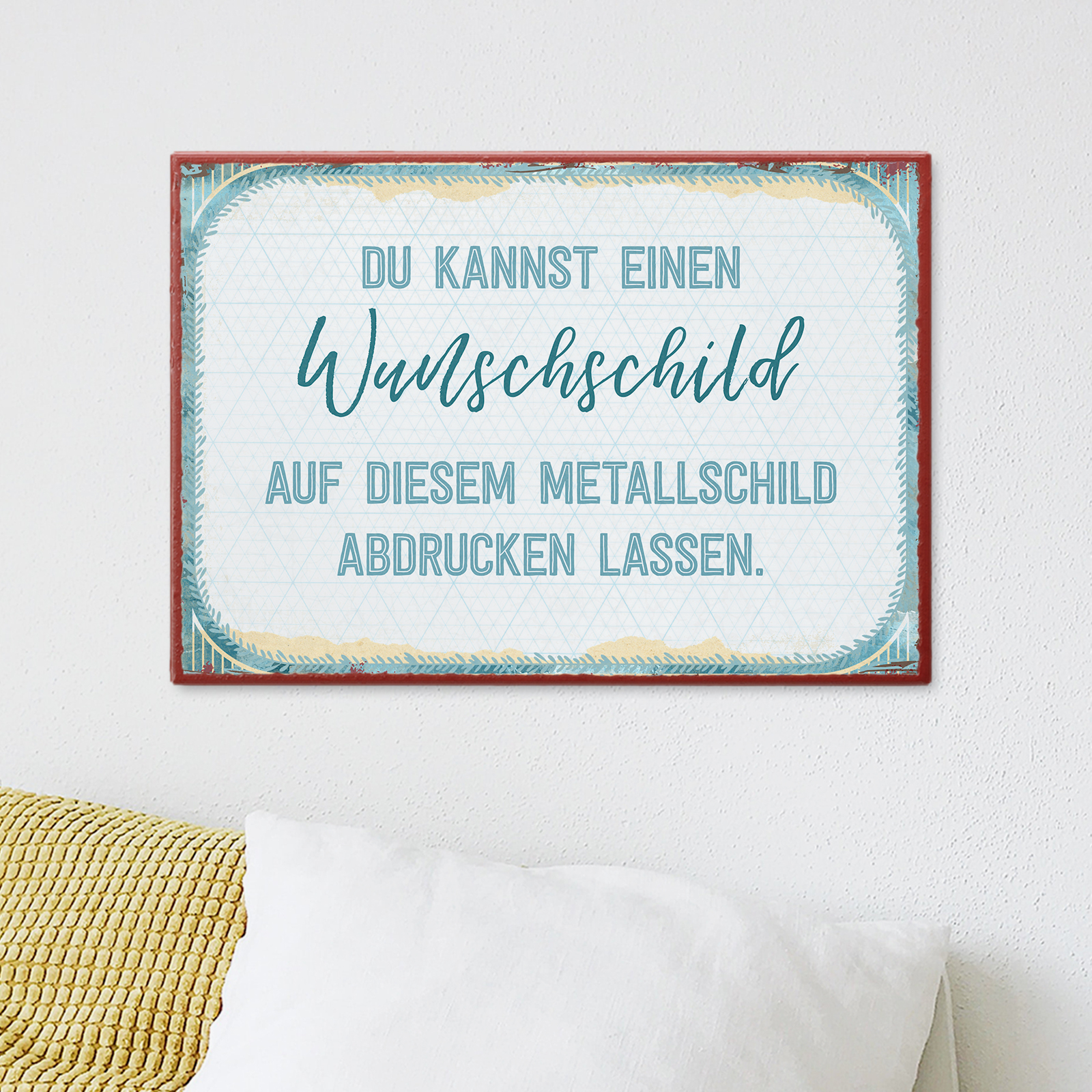 Individuelles Metallschild klein - VIntage, blau