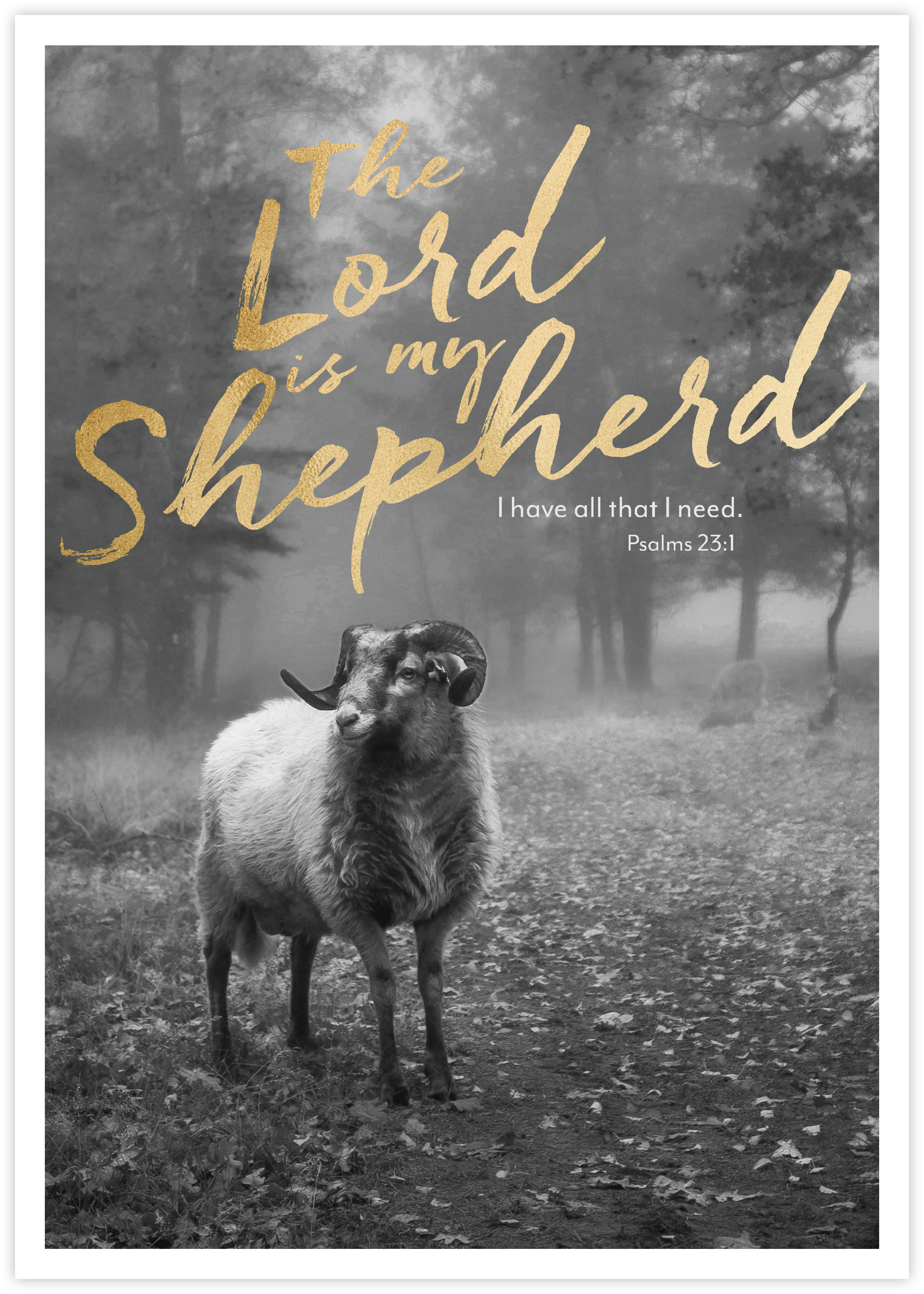 Poster – The Lord is my shepherd Poster s/w Gold - The Lord is my shepherd