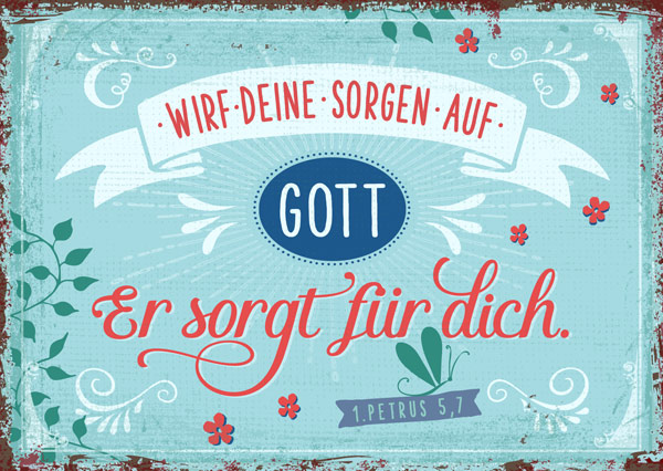 Postkarte - Wirf deine Sorgen Postkarte - Wirf deine Sorgen