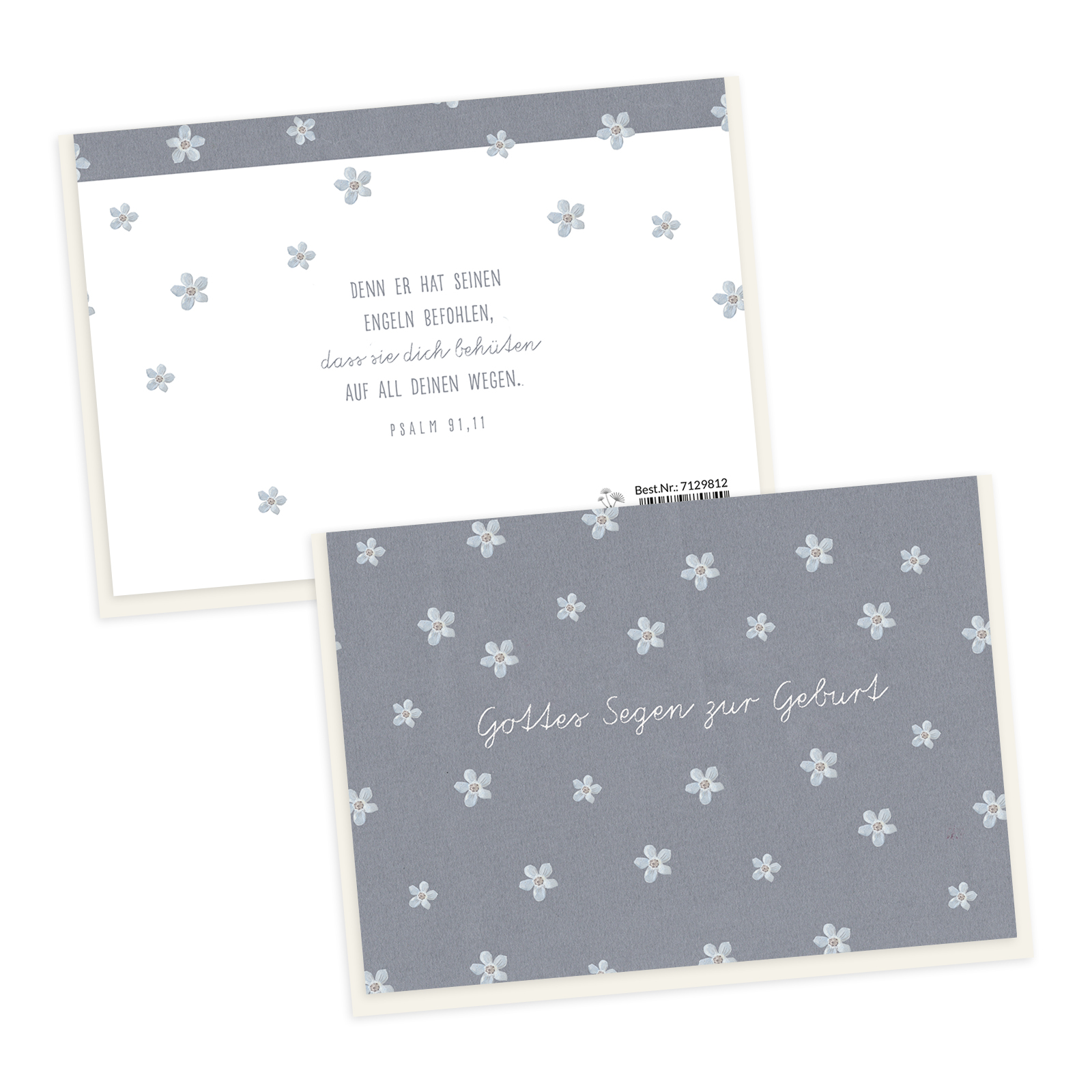 Faltkarte - Gottes Segen zur Geburt (Blumen)