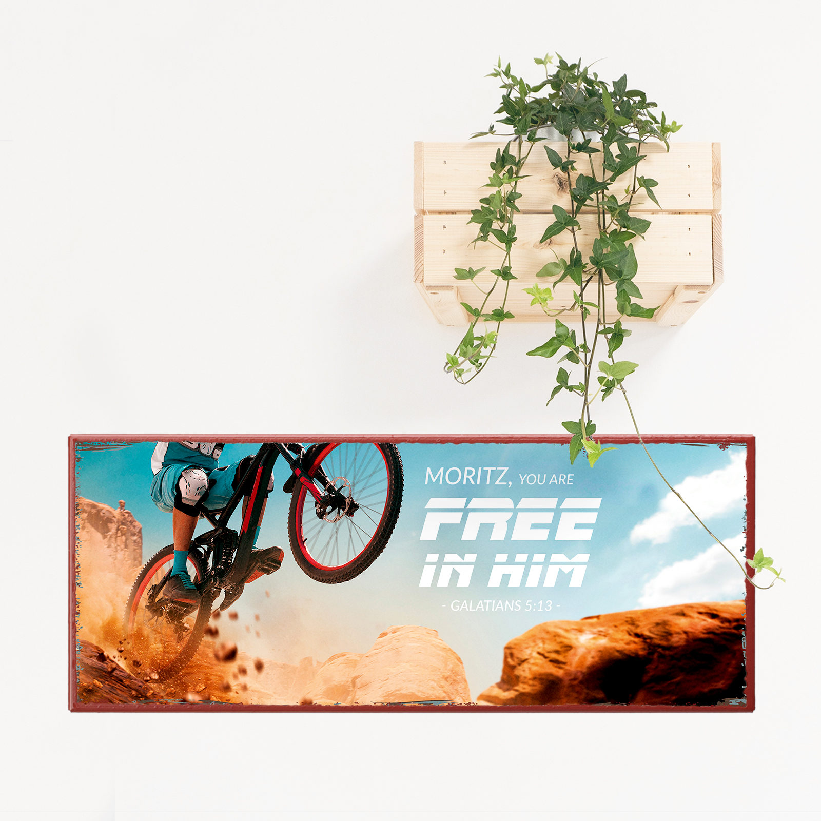 Persönliches Metallschild lang - Free in him