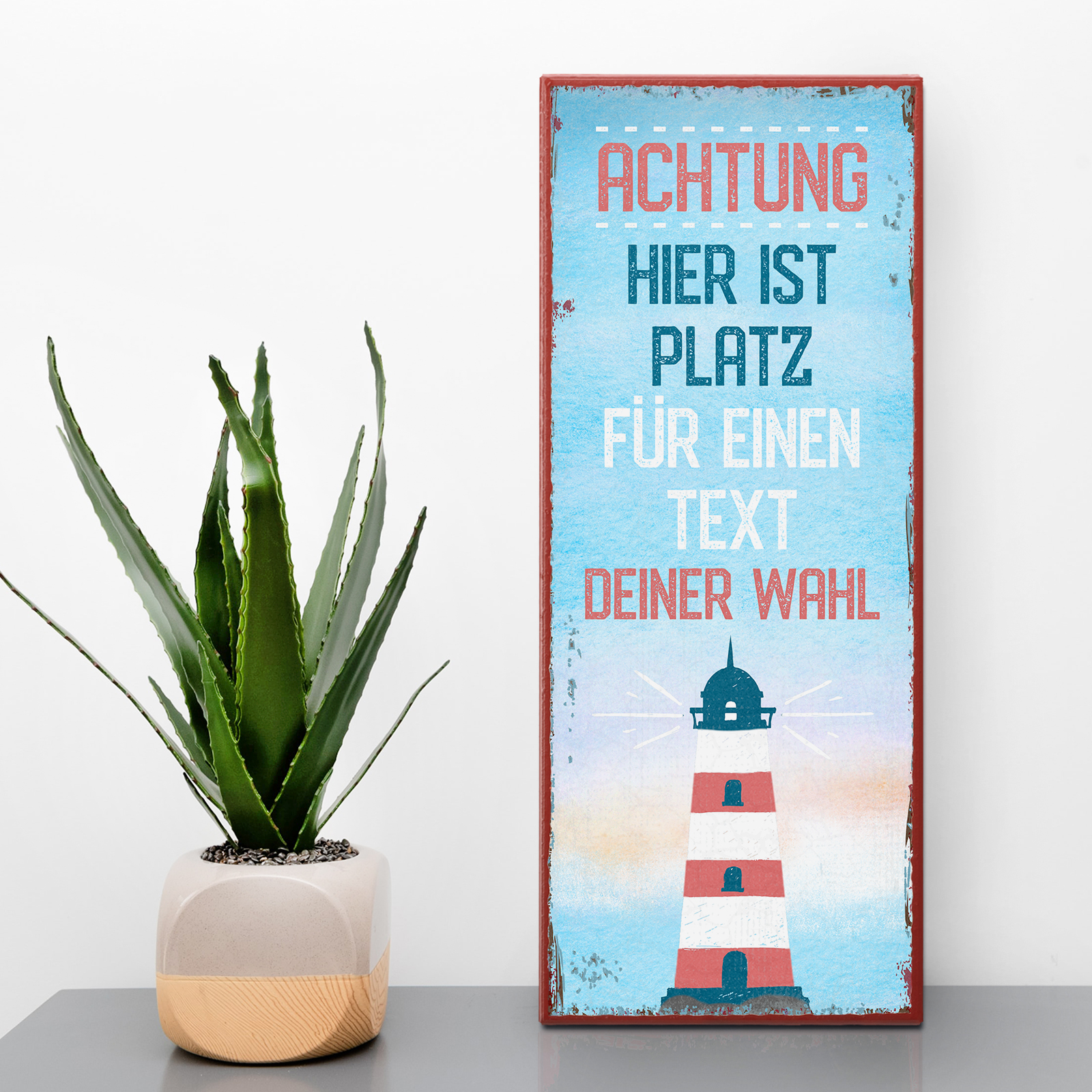 Individuelles Metallschild lang - Leuchtturm