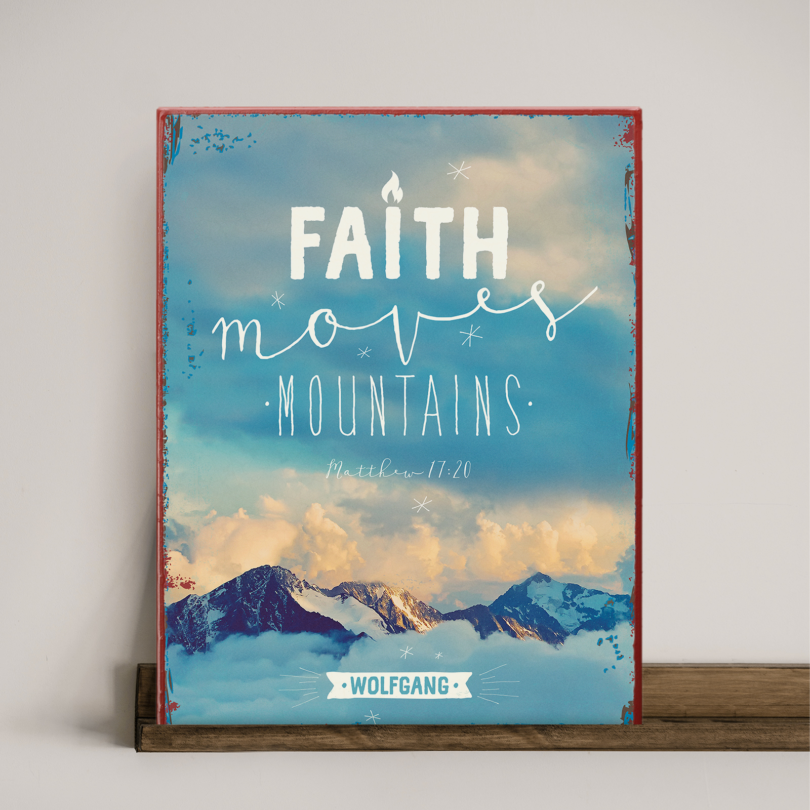 Persönliches Metallschild groß - Faith moves mountains