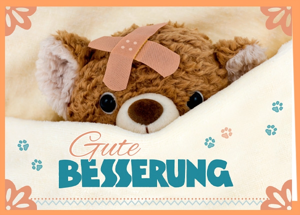 Faltkarte - Gute Besserung (Teddybär) Faltkarte - Gute Besserung (Teddybär)