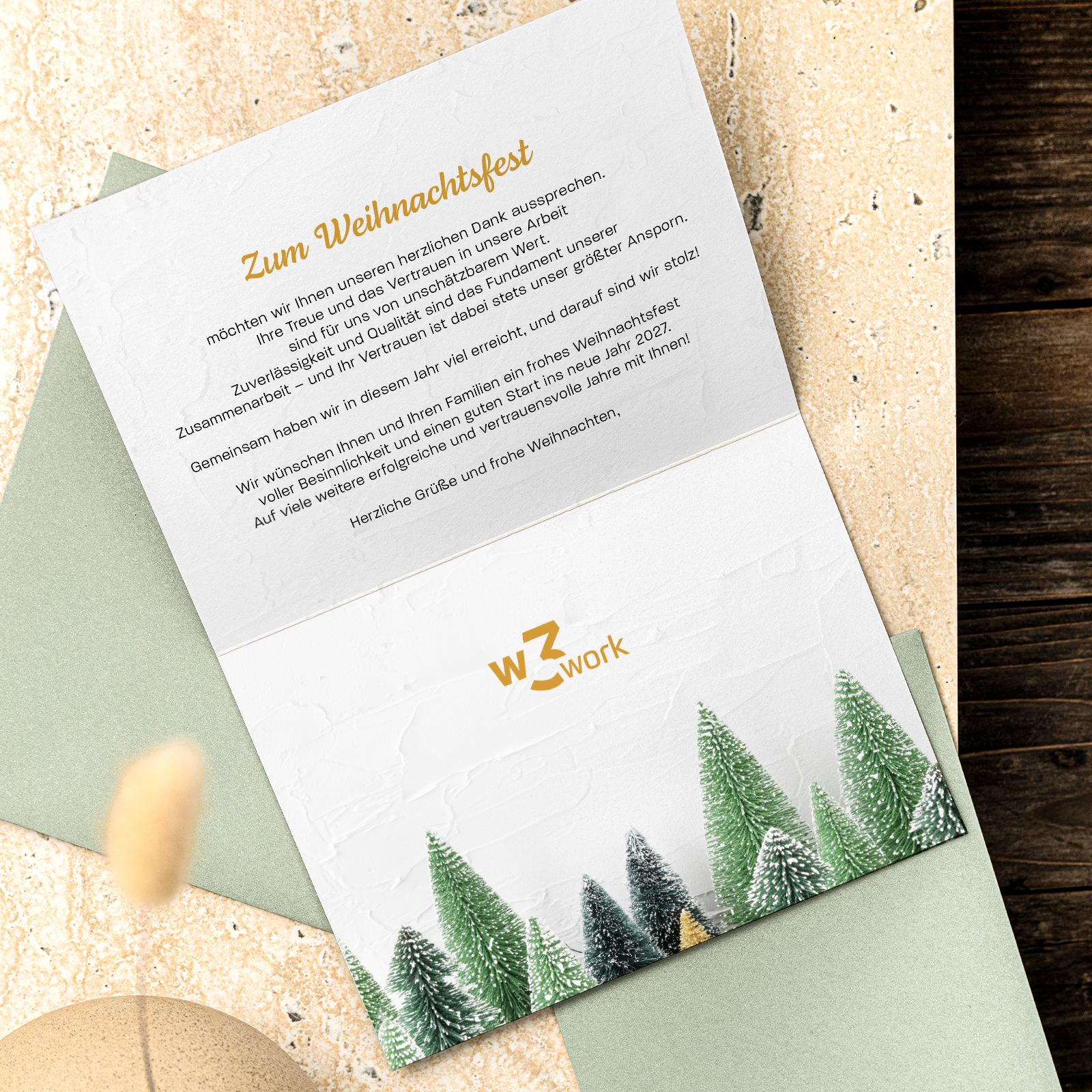 Firmen-Weihnachtskarte „Frohe Weihnachten“ | Winterwald