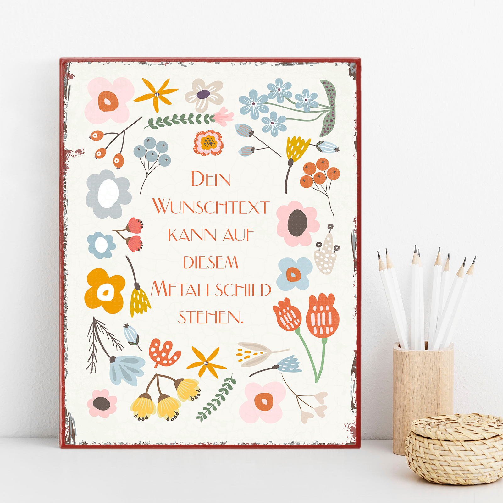 Individuelles Metallschild groß - Blumen