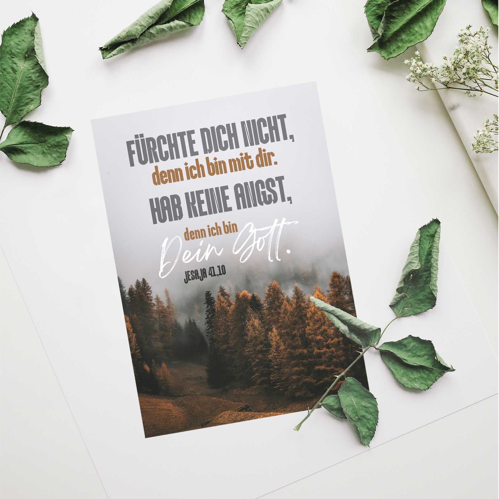 Postkarte - Jahreslosung 2027 - Fürchte dich nicht - Wald im Nebel