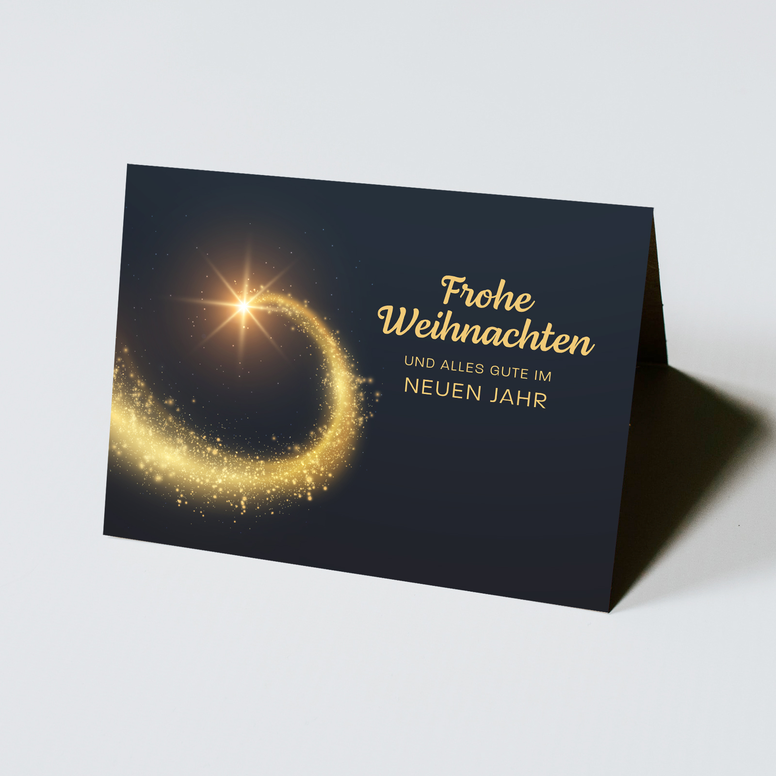 Edle Firmen-Weihnachtskarte mit goldenem Lichtmotiv