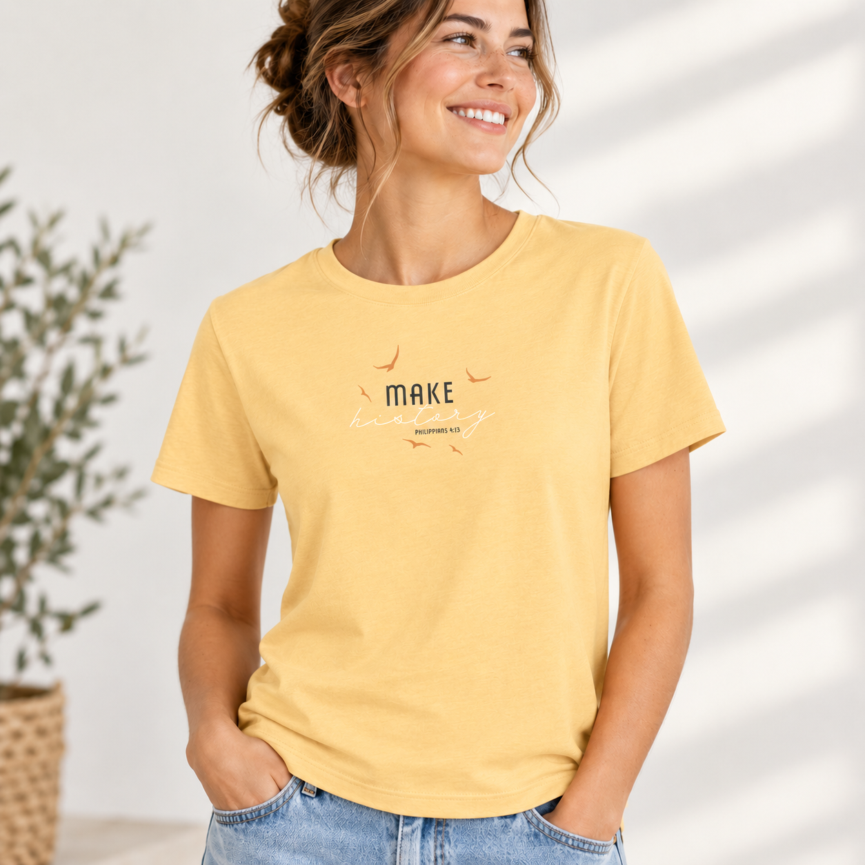 Christliches T-Shirt „Make History“ – Philipper 4,13