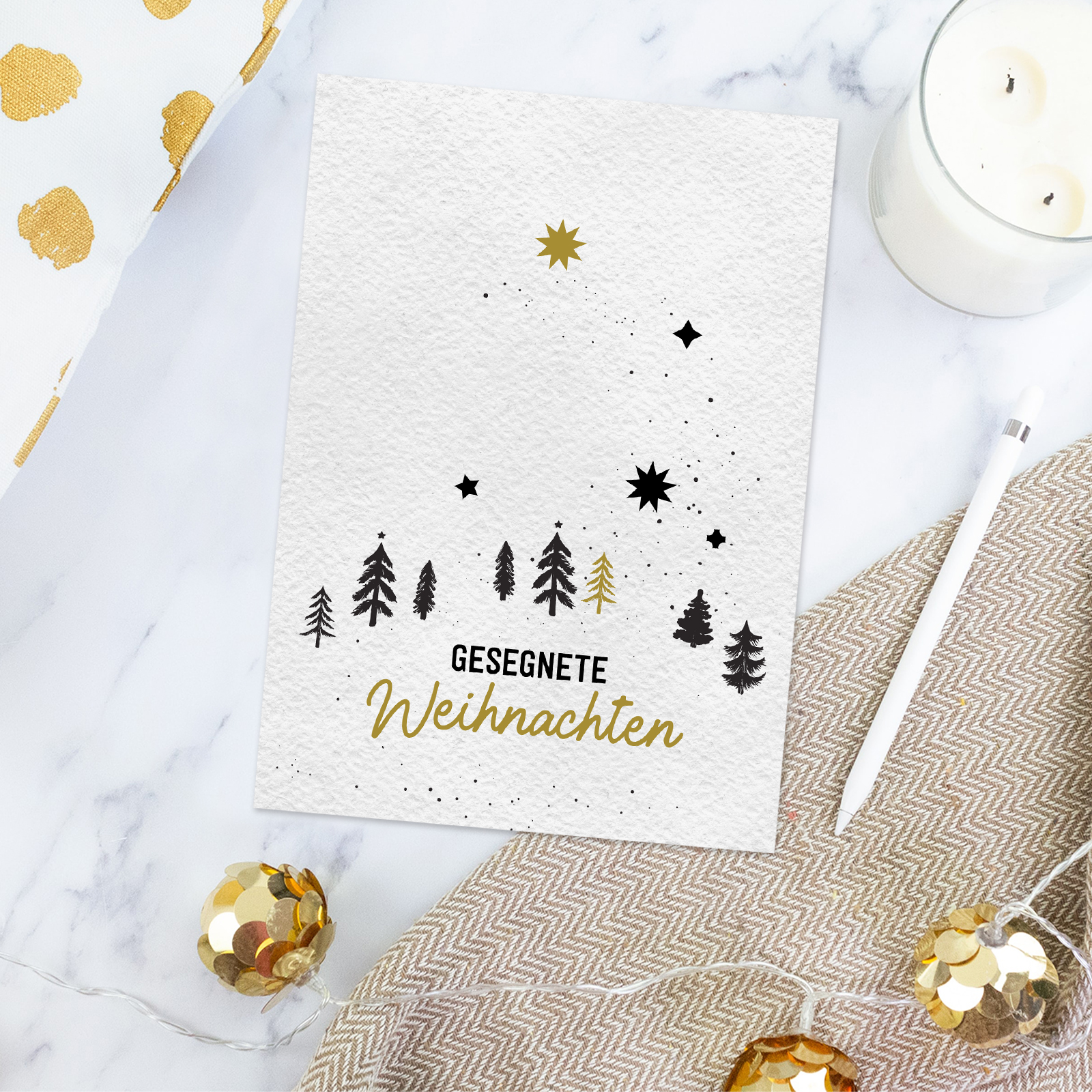 Firmen-Weihnachtskarte „Gesegnete Weihnachten“ | Modern & Edel