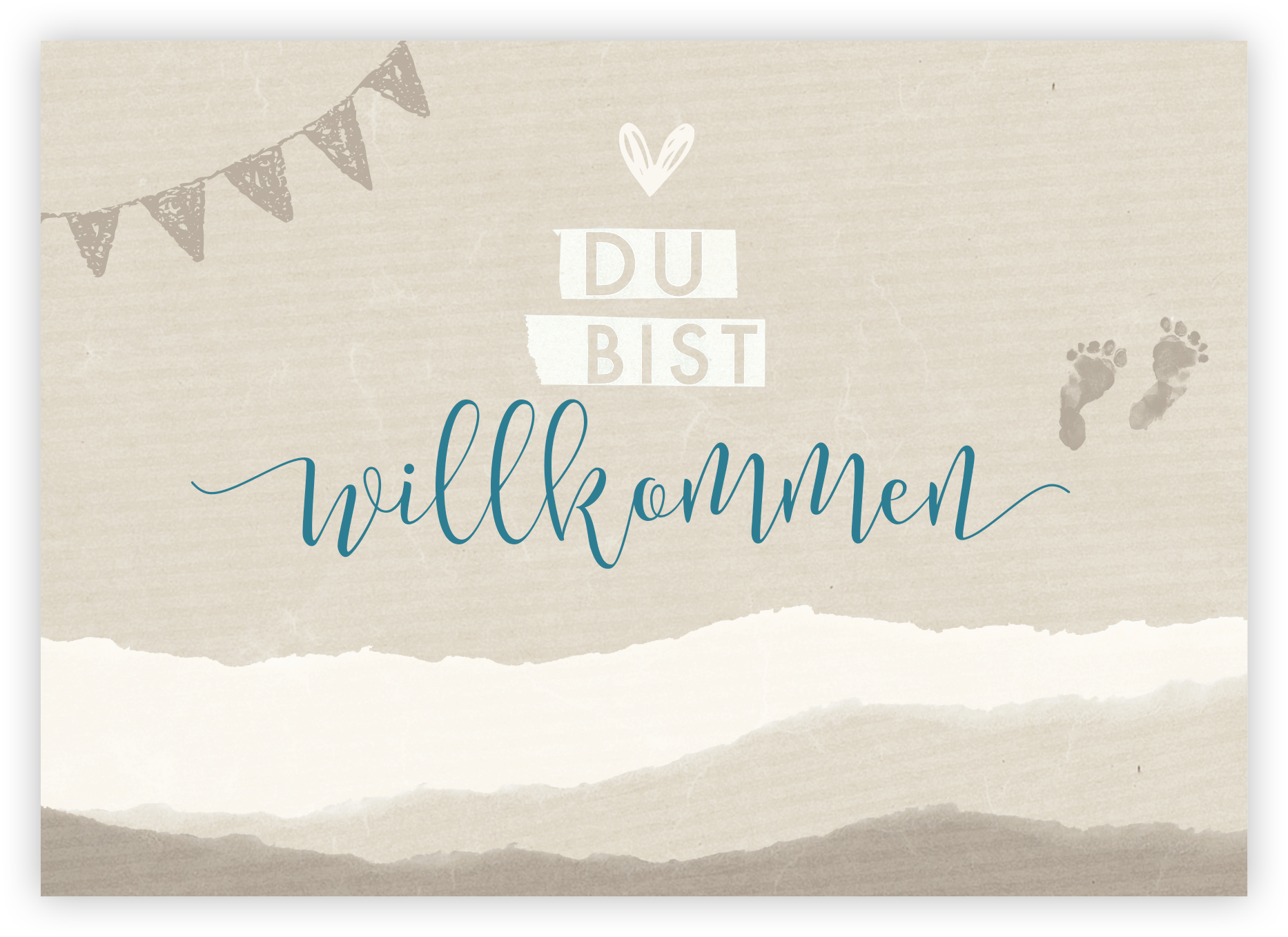 Faltkarte Collage – Du bist willkommen Faltkarte Naturpapier - Du bist willkommen
