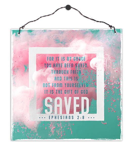 Holzschild quadratisch – For it is by grace Holzschild klein - For it is by grace