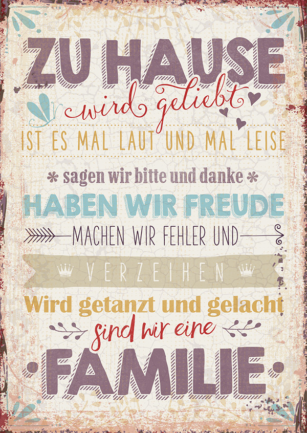 Postkarte - zu Hause - Familienregeln Postkarte - zu Hause - Familienregeln