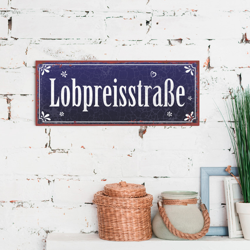 Metallschild lang - Lobpreisstraße Metallschild lang - Lobpreisstraße