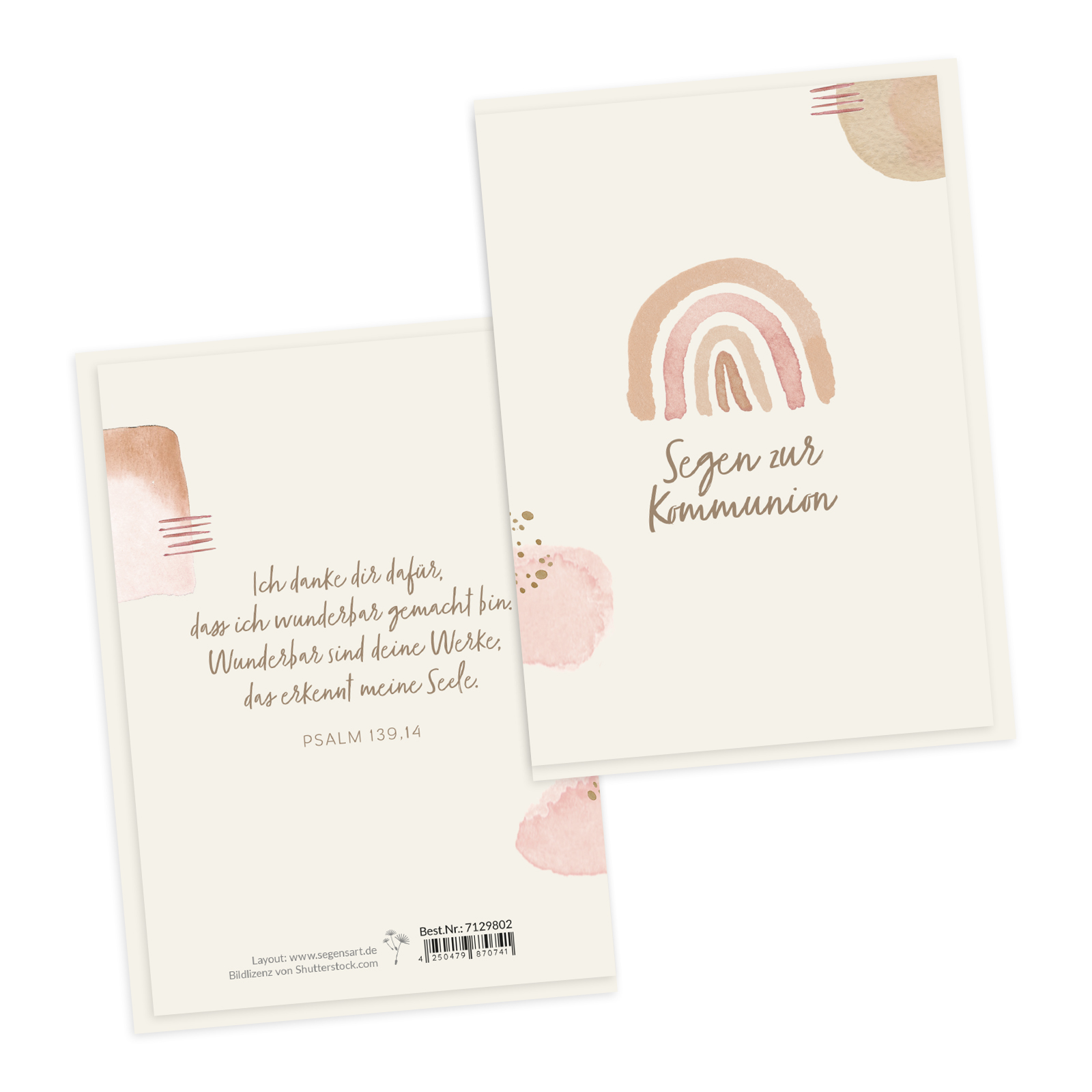 Faltkarte - Zur Kommunion (Regenbogen, aquarell)