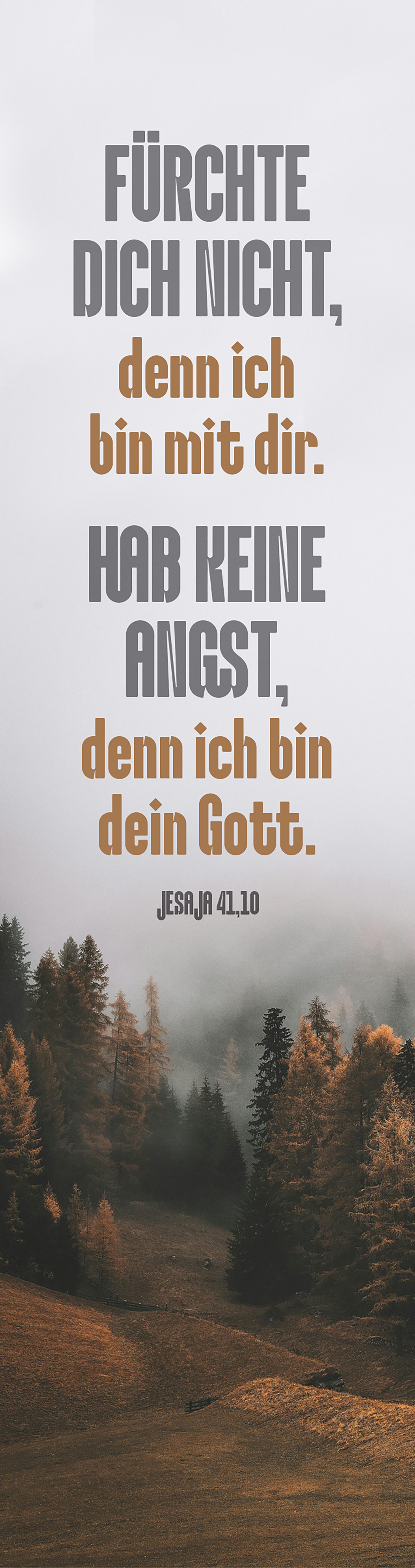 Lesezeichen - Jahreslosung 2027 - Fürchte dich nicht - Wald im Nebel