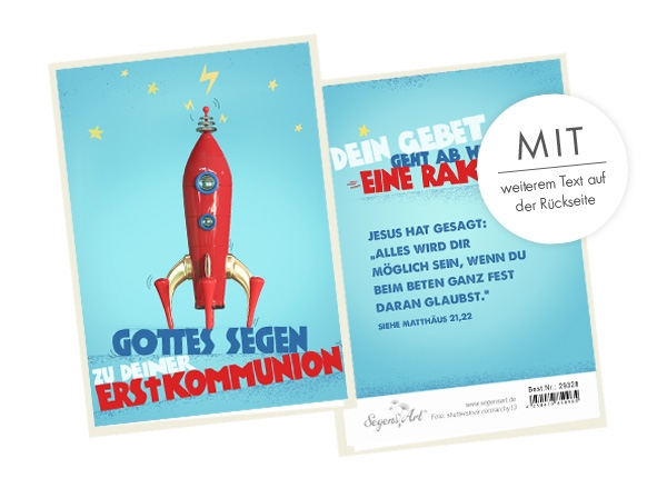 Faltkarte - Erstkommunion - Wie eine Rakete Faltkarte - Erstkommunion - Wie eine Rakete