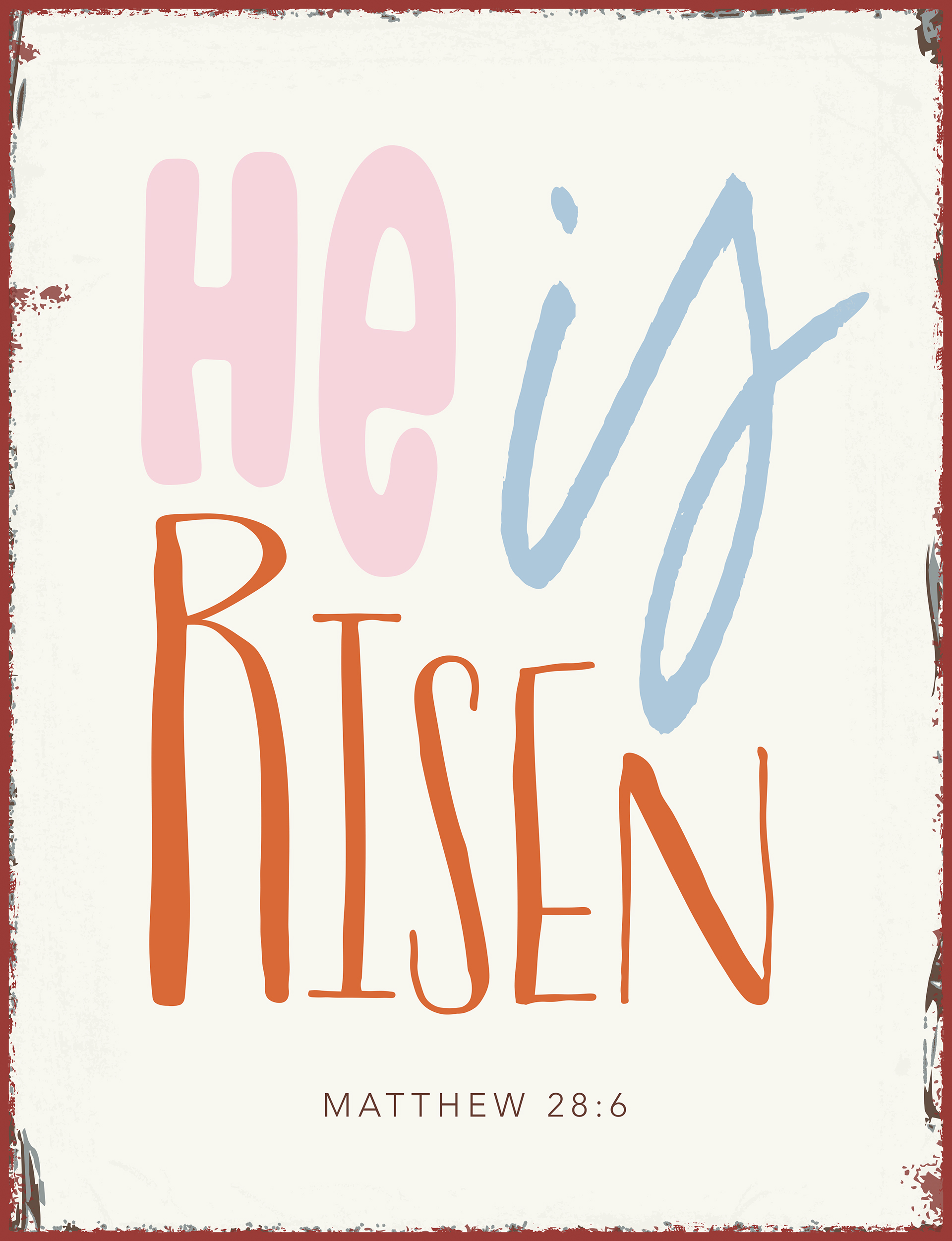 Metallschild groß - He is risen