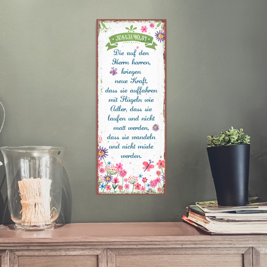 Metallschild lang - Die auf den Herrn harren Metallschild lang - Die auf den Herrn harren