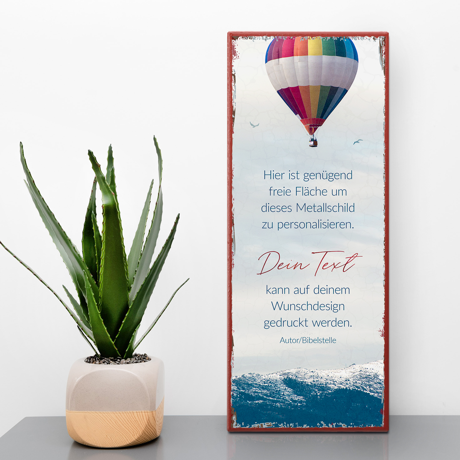 Individuelles Metallschild lang - Heißluftballon