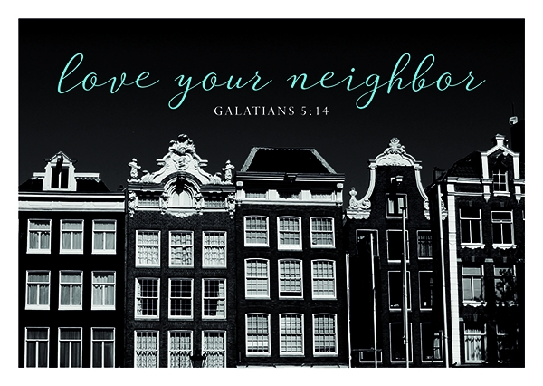 Postkarte Black & White - Love your neighbor Postkarte Black & White - Love your neighbor