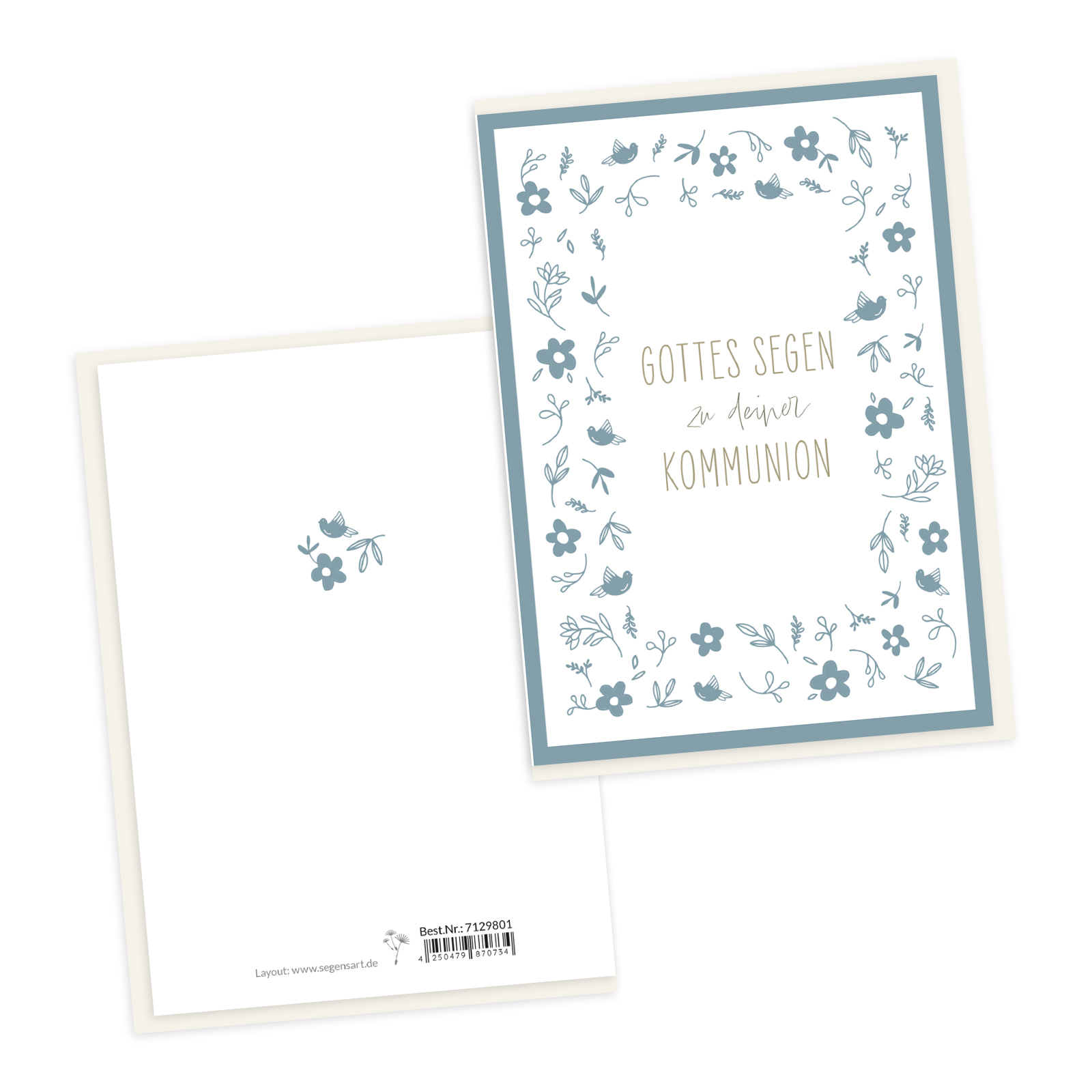 Faltkarte - Zur Kommunion (Blumen, aquarell)