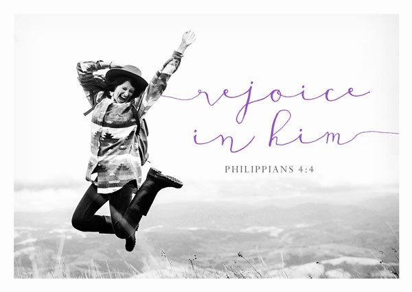 Postkarte Black & White - Rejoice in him Postkarte Black & White - Rejoice in him