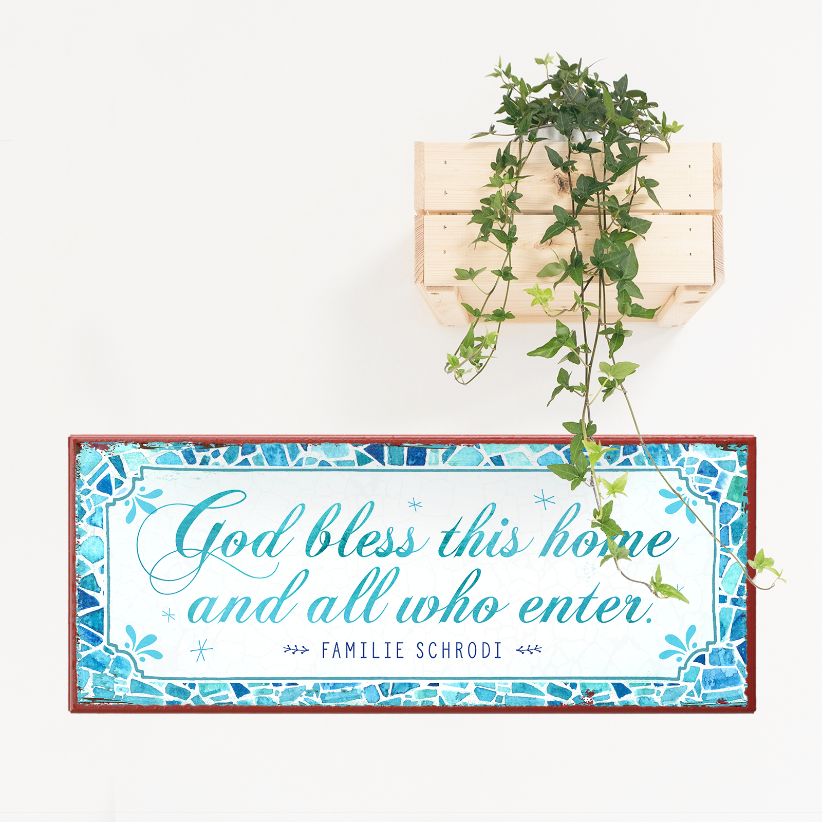 Persönliches Metallschild lang - God bless this home