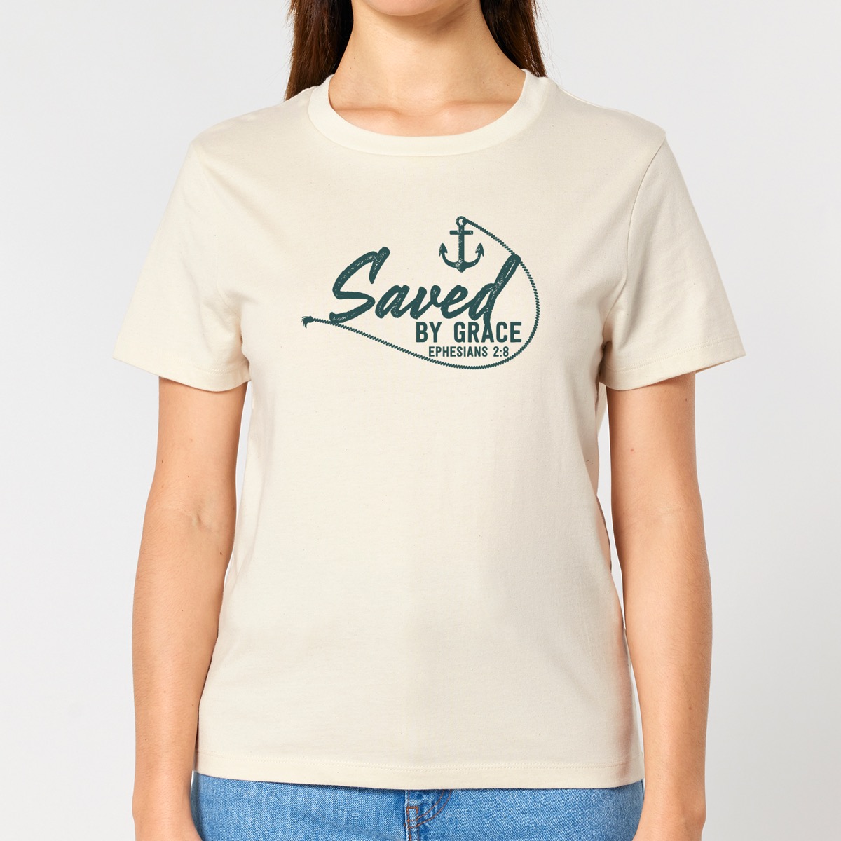 T-Shirt Saved (weiß natur)