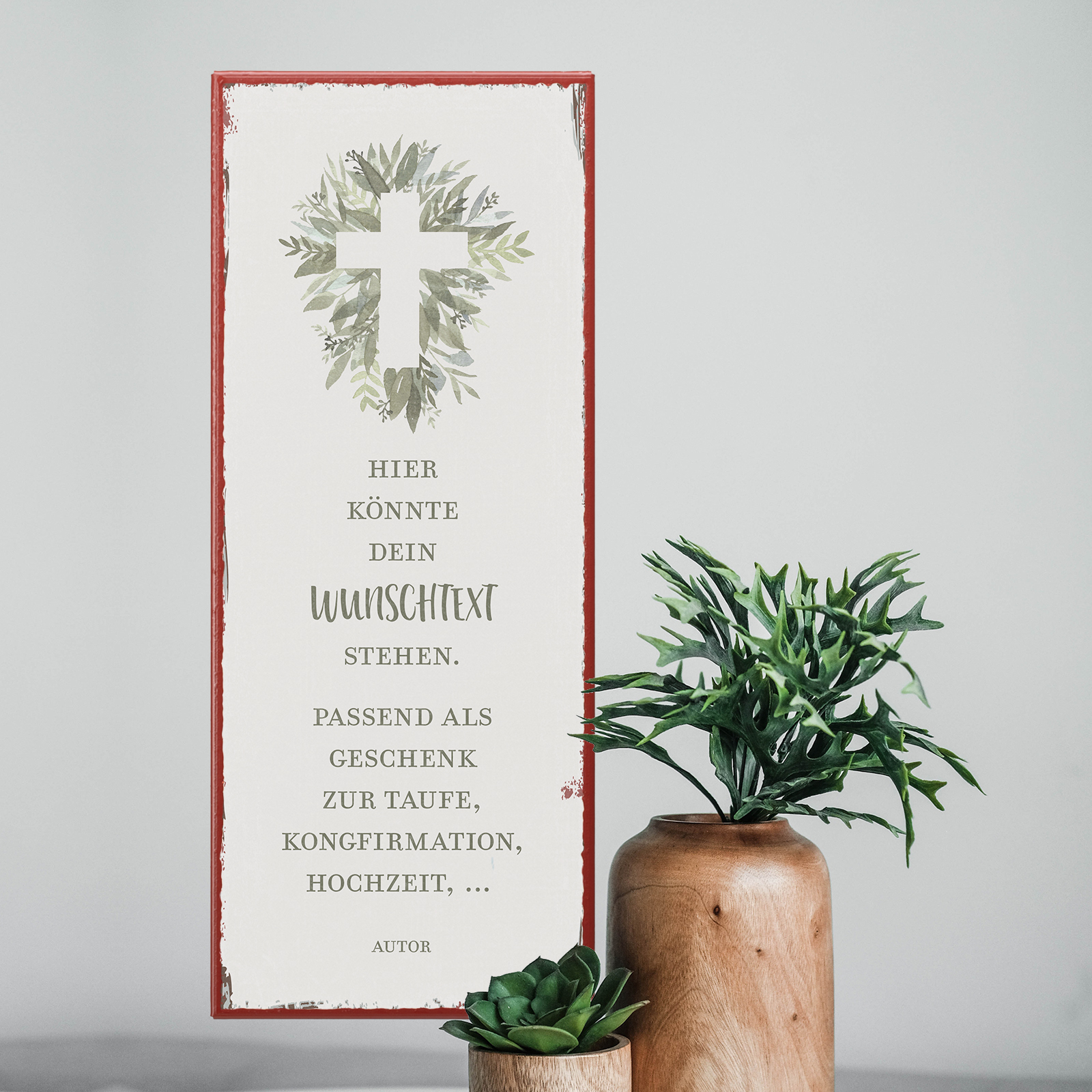 Individuelles Metallschild lang - Kreuz, aquarell