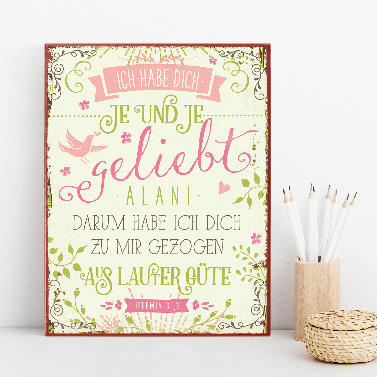 Persönliches Metallschild groß - Aus Güte geliebt