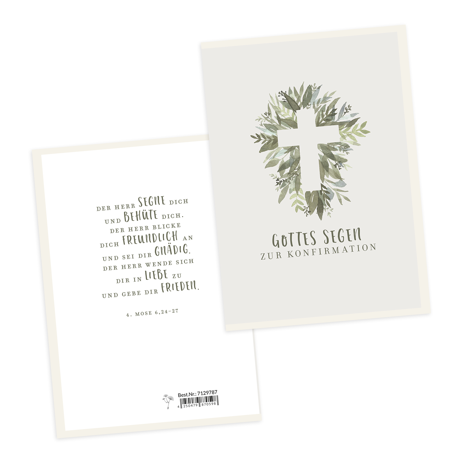 Faltkarte - Zur Konfirmation (Kreuz, aquarell)