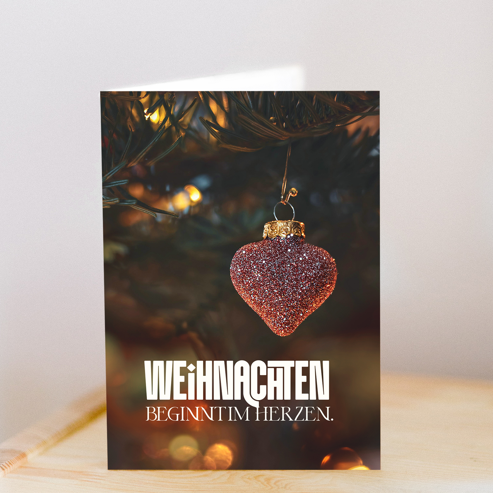 Firmen-Weihnachtskarte „Weihnachten beginnt im Herzen“