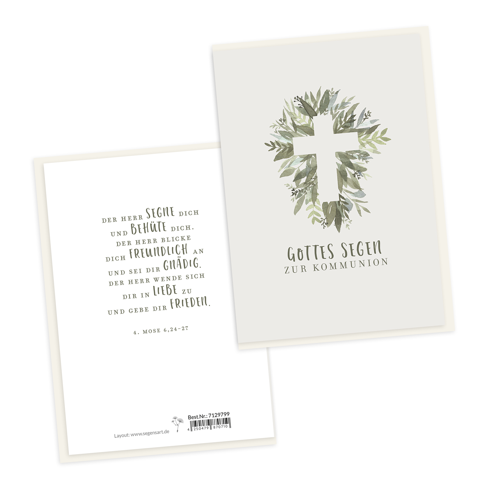 Faltkarte - Zur Kommunion (Kreuz, aquarell)