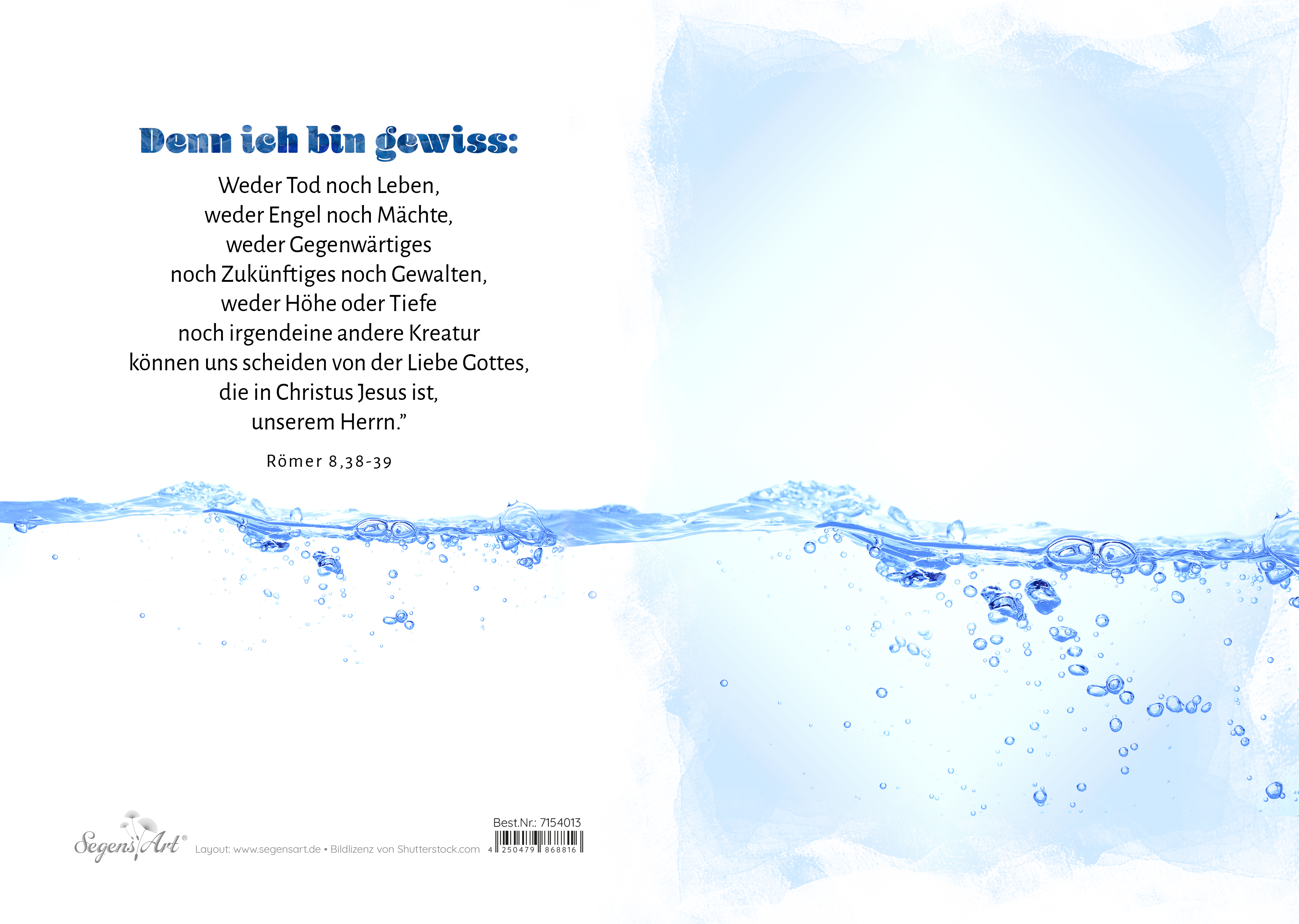 Urkunde – Taufe – Wasser-Faltkarte mit Text auf der Rückseite Urkunde – Taufe – Wasser-Faltkarte mit Text auf der Rückseite