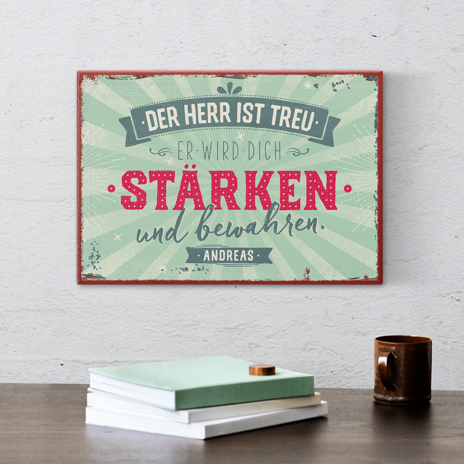 Persönliches Metallschild klein - Der Herr ist treu