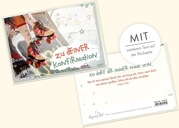 Faltkarte - Zu deiner Konfirmation (Rollschuhe) Faltkarte - Zu deiner Konfirmation (Rollschuhe)