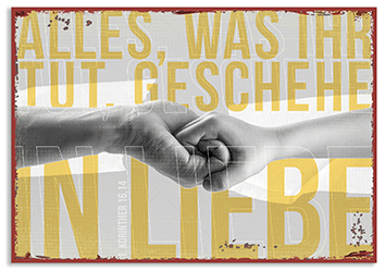 Metallschild klein – Liebe - Jahreslosung 2024 (Hände)
