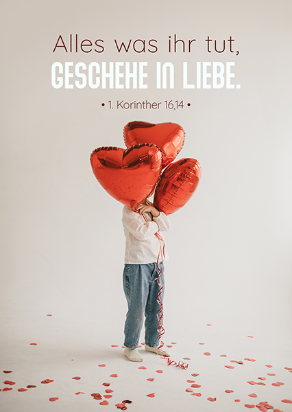 Postkarte - Liebe - Jahreslosung 2024 (Herzballons)