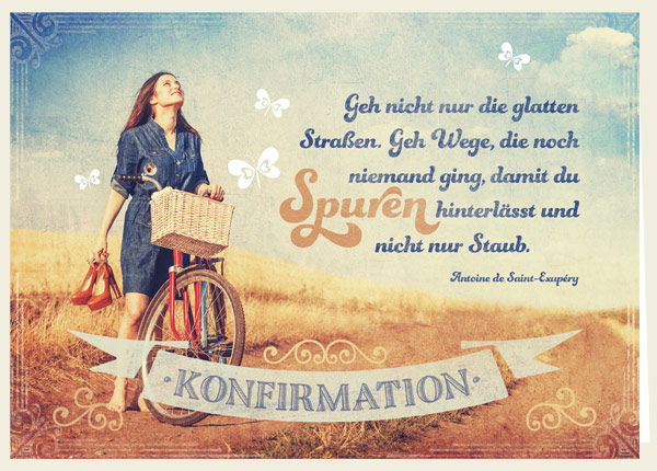Faltkarte - Zur Konfirmation - Spuren hinterlassen Faltkarte - Zur Konfirmation - Spuren hinterlassen