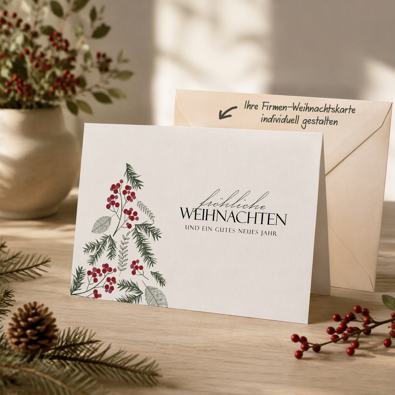 Moderne Firmen-Weihnachtskarte „Weihnachten“ | Lettering