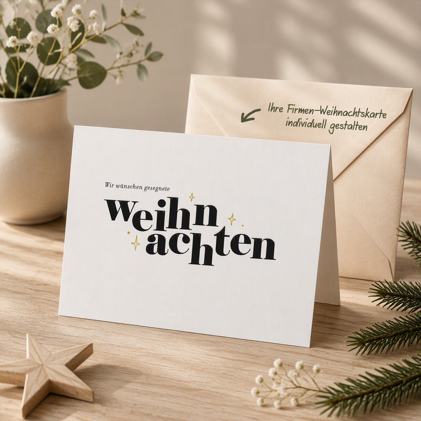 Moderne Firmen-Weihnachtskarte „Weihnachten“ | Lettering