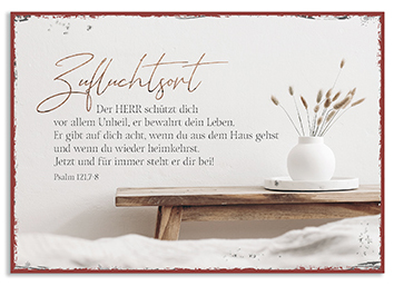 Metallschild klein – Zufluchtsort - Der Herr schützt dich