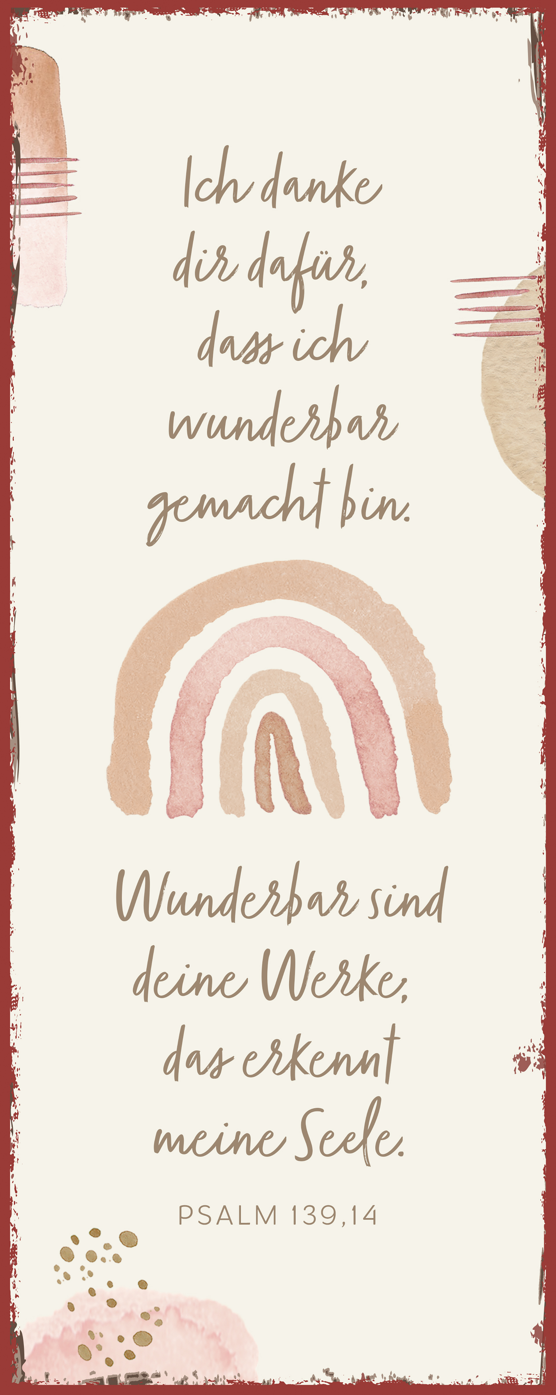 Metallschild lang - Wunderbar sind deine Werke (Regenbogen, aquarell)