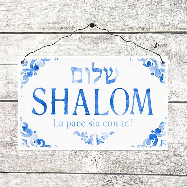 Holzschild groß - Shalom - La pace