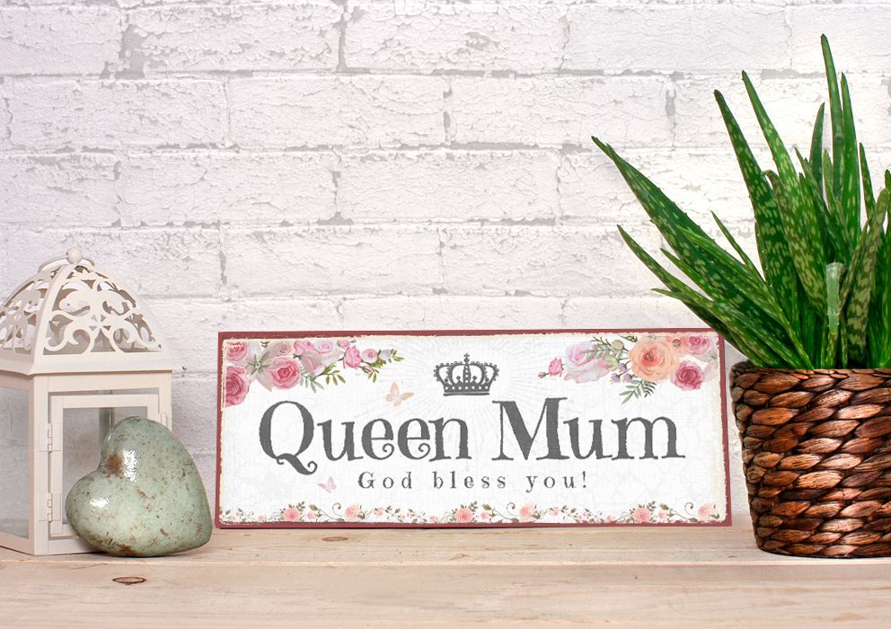 Metallschild lang - Queen Mum