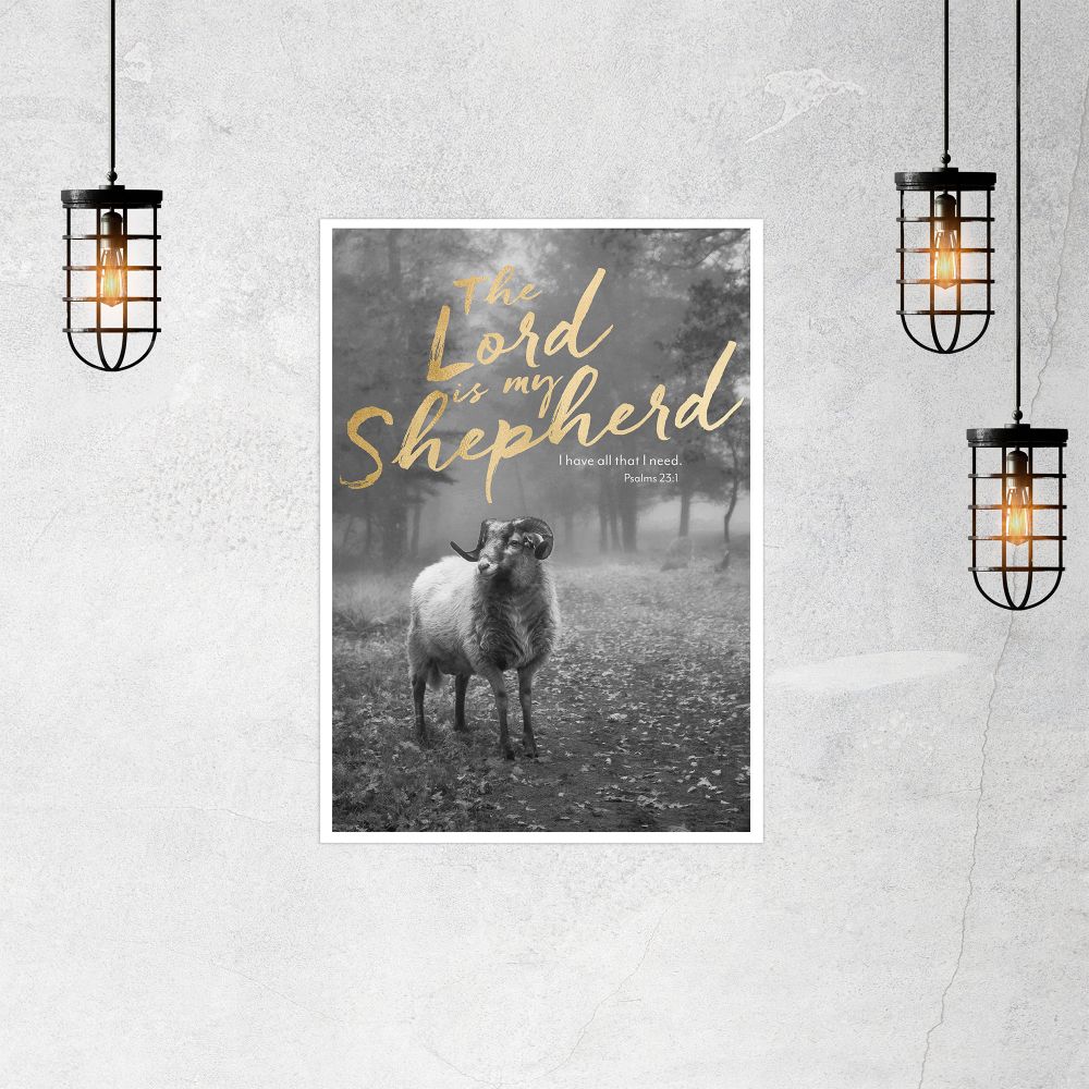 Poster s/w Gold – The Lord is my shepherd
