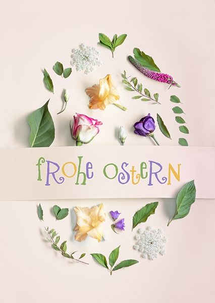 Postkarte - Frohe Ostern (Blumen)